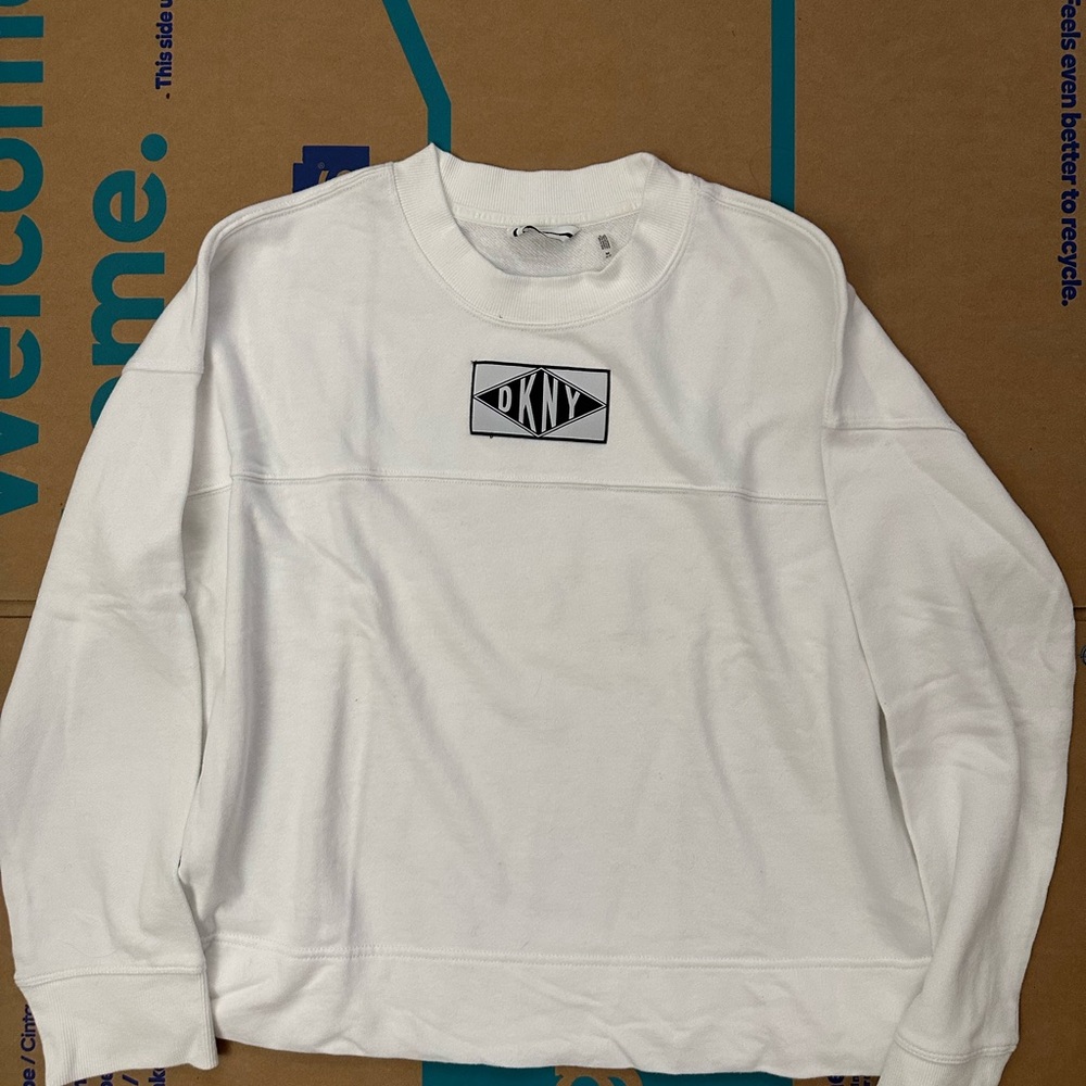 DKNY White Logo Sweatshirt. Size Medium Women